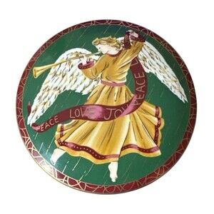 Mikasa Wings of Joy Christmas Trinket Box Porcelain 5'' Peace Joy Love Vtg 1990s